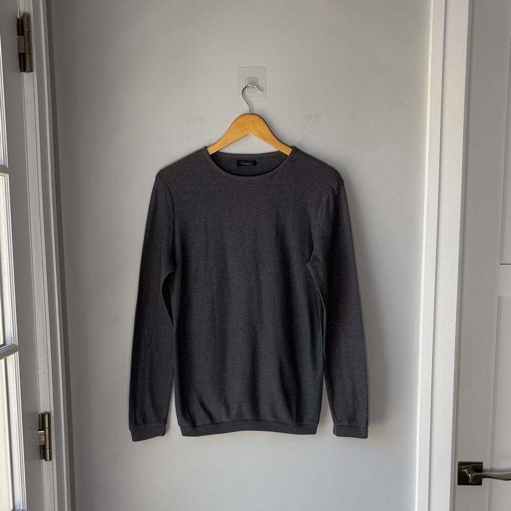 Zara Man Sweater Size Medium Mens Grey Long Sleeve Pullover Knit Stretch